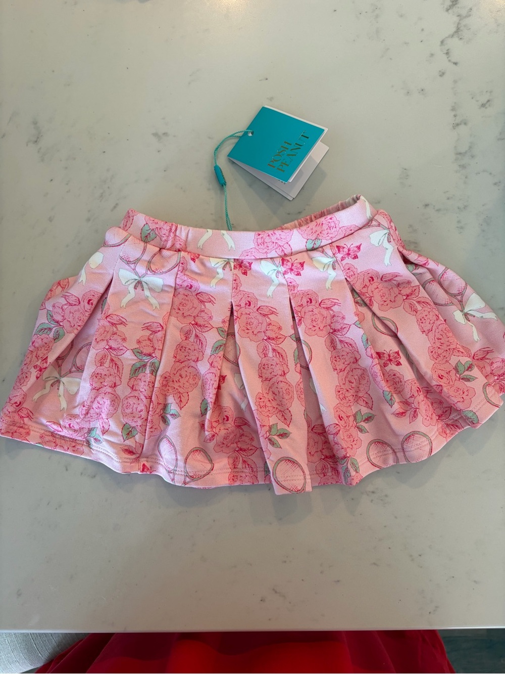Posh Peanut Pink Floral Pleated Skirt